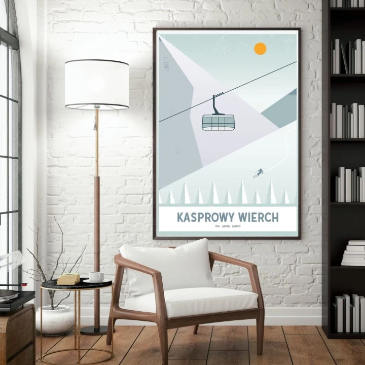 Plakat Kasprowy Wierch w pomieszczeniu.